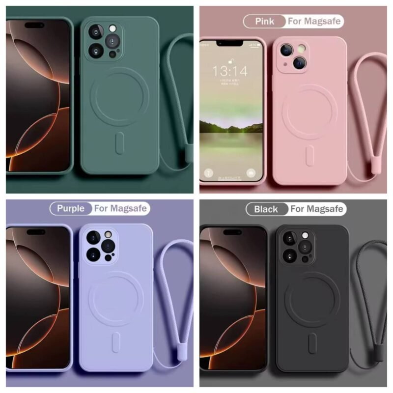 FUNDA MAGSAFE SILICONA CON CORREA IPHONE 14